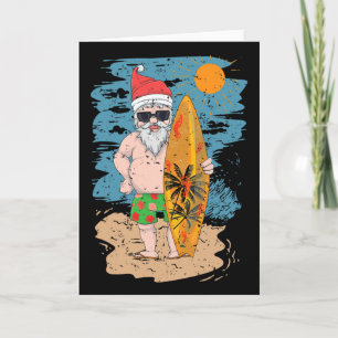Strand Surfen Weihnachtsmann Lustiger Sommer Hawai Karte
