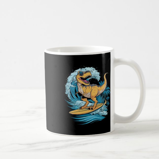 Strand Surfing Dinosaur T-Rex Surfer  Kaffeetasse (Rechts)