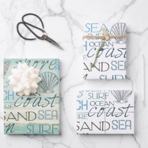 Strand Surfsand Meer Geschenkpapier Set