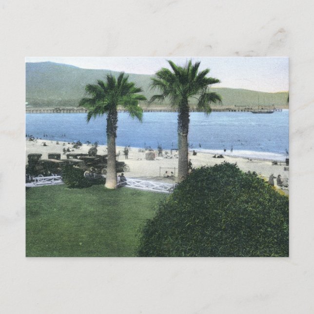 Strand Szene, Santa Barbara Vintag Postkarte (Vorderseite)