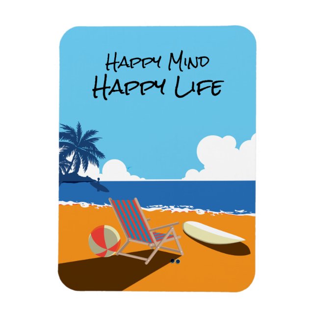 Strand-Szene, Surfbrett, Stuhl, Ozean Magnet (Vertikal)