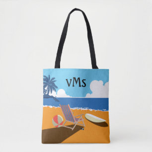 Strand Szene, Surfer, Stuhl, orange & blau Tasche