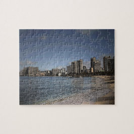 Strand-Szenenpuzzlespiel Oahus Hawaii Waikiki