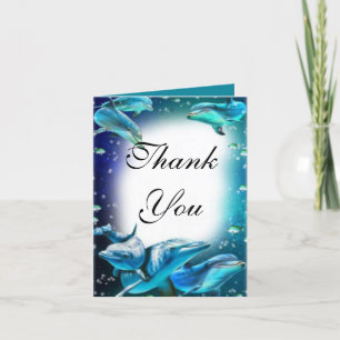 Strand-Thema-Delphin-Hochzeit danken Ihnen zu Dankeskarte