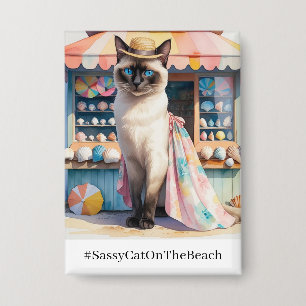 Strand-Thema für Siamese-Katzenliebhaber Button