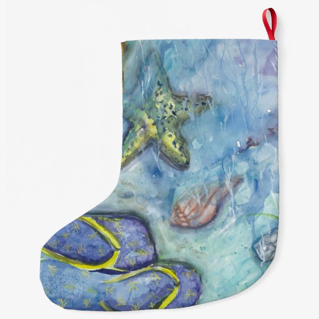 Strand-Thema-WeihnachtsStrumpf Großer Weihnachtsstrumpf (Rückseite)