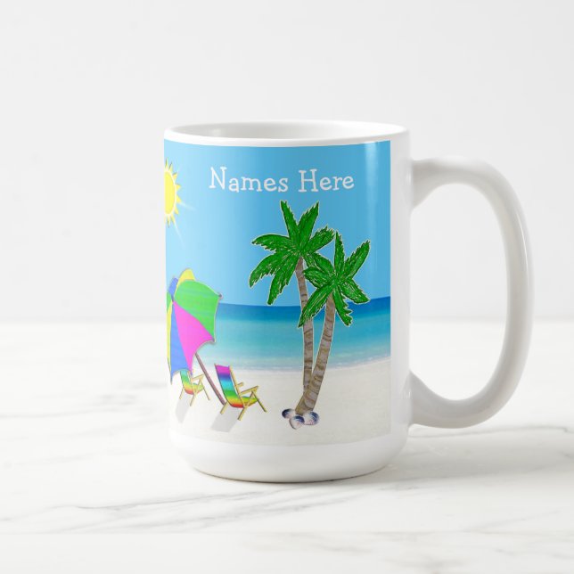 Strand-themenorientierte Hochzeits-Geschenke 2 Kaffeetasse (Rechts)