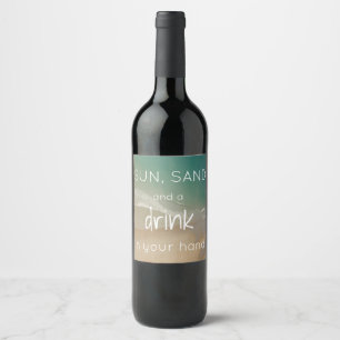 Strand-themenorientierte Wein-Flaschen-Aufkleber Weinetikett