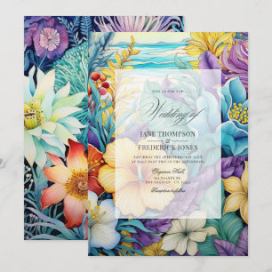 Strand-Töne Florale Sommerhochzeits-Einladung Einladung
