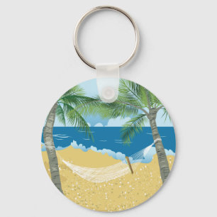 Strand ~ Tropical Beach Hammock Urlaub Schlüsselanhänger