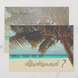 Strand Tropical, Palm Bridesmaid Card Einladung