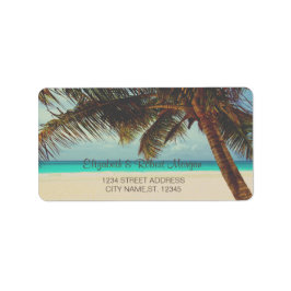Strand Tropical, Palm Wedding Label Adressaufkleber