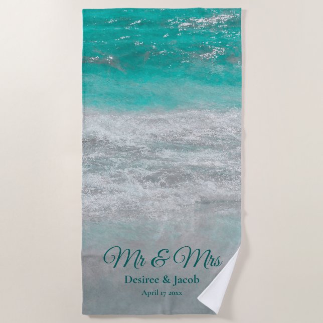Strand Türkis tropische Ozeanwellen Küste Strandtuch (Vorderseite)