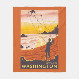 Strand u. Drachen - Ilwaco, Washington Fleecedecke