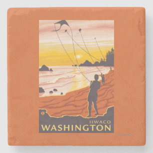Strand u. Drachen - Ilwaco, Washington Steinuntersetzer