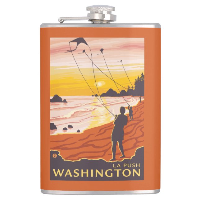 Strand u. Drachen - La-Stoß, Washington Flachmann (Vorderseite)