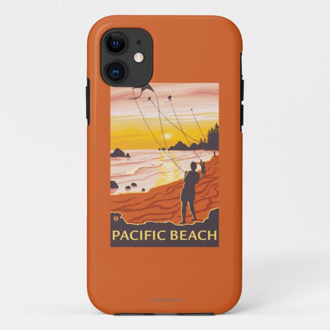 Strand u. Drachen - pazifischer Strand, Washington Case-Mate iPhone Hülle (Rückseite)