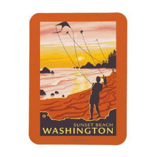 Strand u. Drachen - Sonnenuntergang-Strand, Magnet
