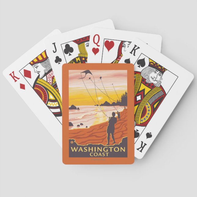 Strand u. Drachen - Washington-Küste Spielkarten (Rückseite)
