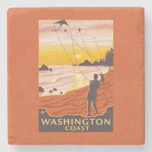 Strand u. Drachen - Washington-Küste Steinuntersetzer