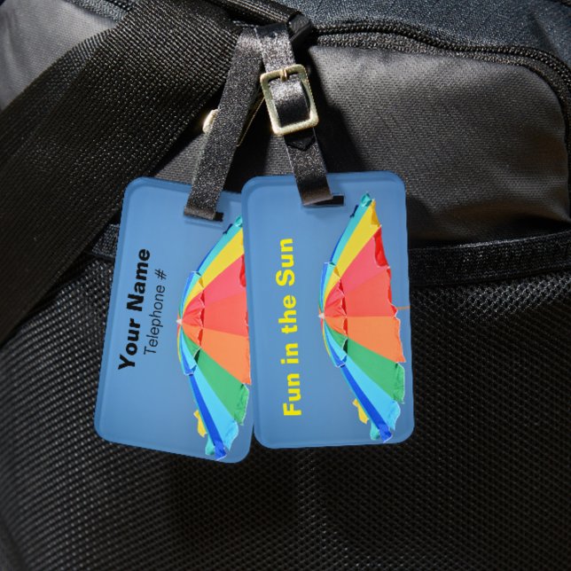 Strand Umbrella Bright farbenfroh Gepäckanhänger (Von Creator hochgeladen)