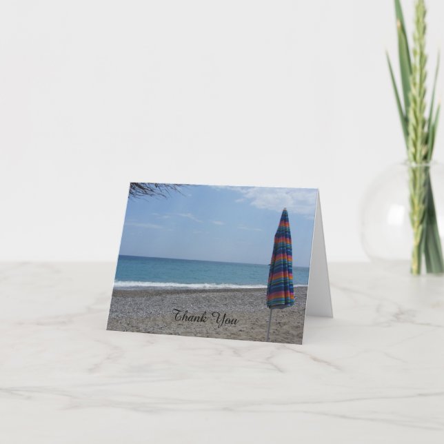 Strand Umbrella und Ozean Vielen Dank Dankeskarte (Vorderseite)