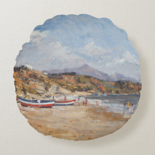 Strand und Berge Nerja 2001 Rundes Kissen