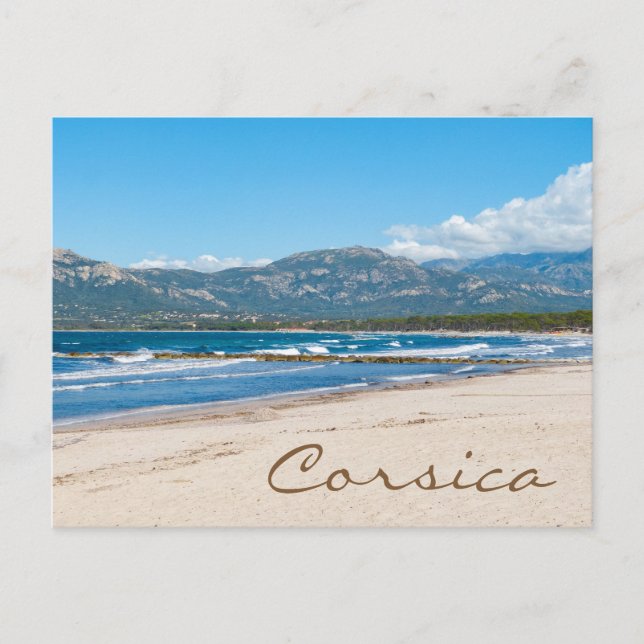 Strand und Berge von Korsika Postkarte (Vorderseite)
