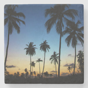 Strand und ein Küstendorf  Praia tun Stärke Steinuntersetzer