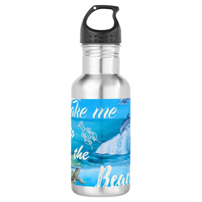 Strand- und Meeresfauna Edelstahlflasche (Vorderseite)