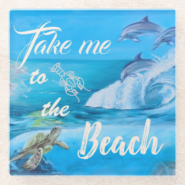 Strand- und Meeresfauna Glasuntersetzer (Vorderseite)