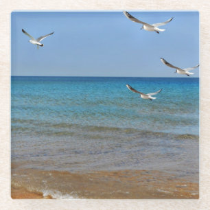 Strand und Möwen Glasuntersetzer