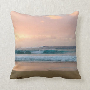 Strand und Ozean bei Sonnenuntergang Kissen