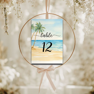 Strand und Palmen Elegante Hochzeitsfeiern Tischnu Tischnummer