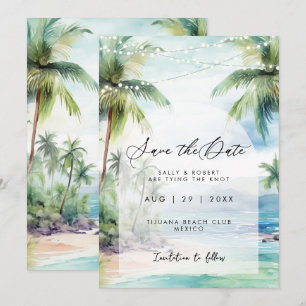 Strand und Palmen Save the Date Karte