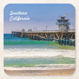 Strand und Pier in San Clemente im Süden Kaliforni Rechteckiger Pappuntersetzer