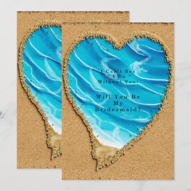 Strand und Sandherz werden Sie meine Brautjungfrau Einladung (Vorne/Hinten)