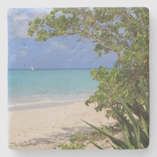 Strand und Segelboot im Untersetzer Antigua Platz