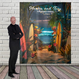 Strand und Surfbretter im Hintergrund Wandteppich