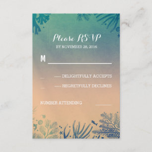 Strand unter Wasser aquamarine und blaue Hochzeit  RSVP Karte