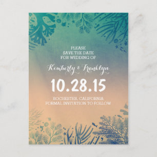Strand Unterwasser Aquamarin Blau Save the Date Ankündigungspostkarte
