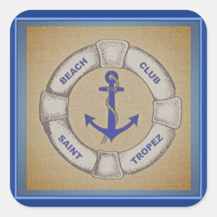 Strand-Verein-Heiliges Tropez Seezeichen Quadratischer Aufkleber