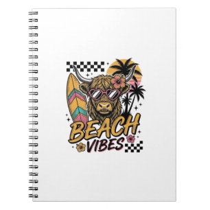Strand-Vibes Highland-Kuh Sommer-Vektor-Art_1 Notizblock