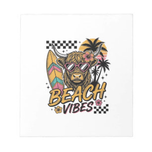 Strand-Vibes Highland-Kuh Sommer-Vektor-Art_1 Notizblock