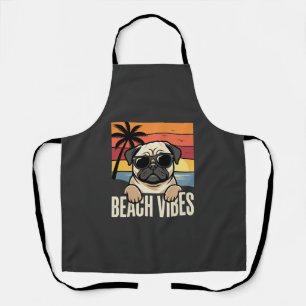 Strand-Vibes-Mops-Hund-Sonnenuntergang Schürze