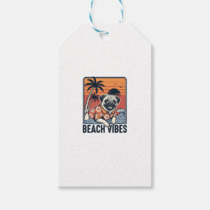 Strand-Vibes-Mops im Vintage-Schnitt Design_1 Geschenkanhänger