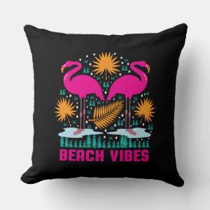 Strand-Vibes Rosa Flamingo-Design Kissen