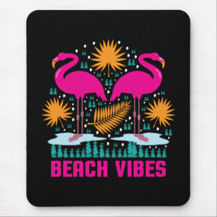 Strand-Vibes Rosa Flamingo-Design Mousepad