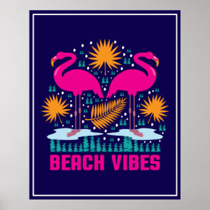 Strand-Vibes Rosa Flamingo-Design Poster