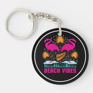 Strand-Vibes Rosa Flamingo-Design Schlüsselanhänger
